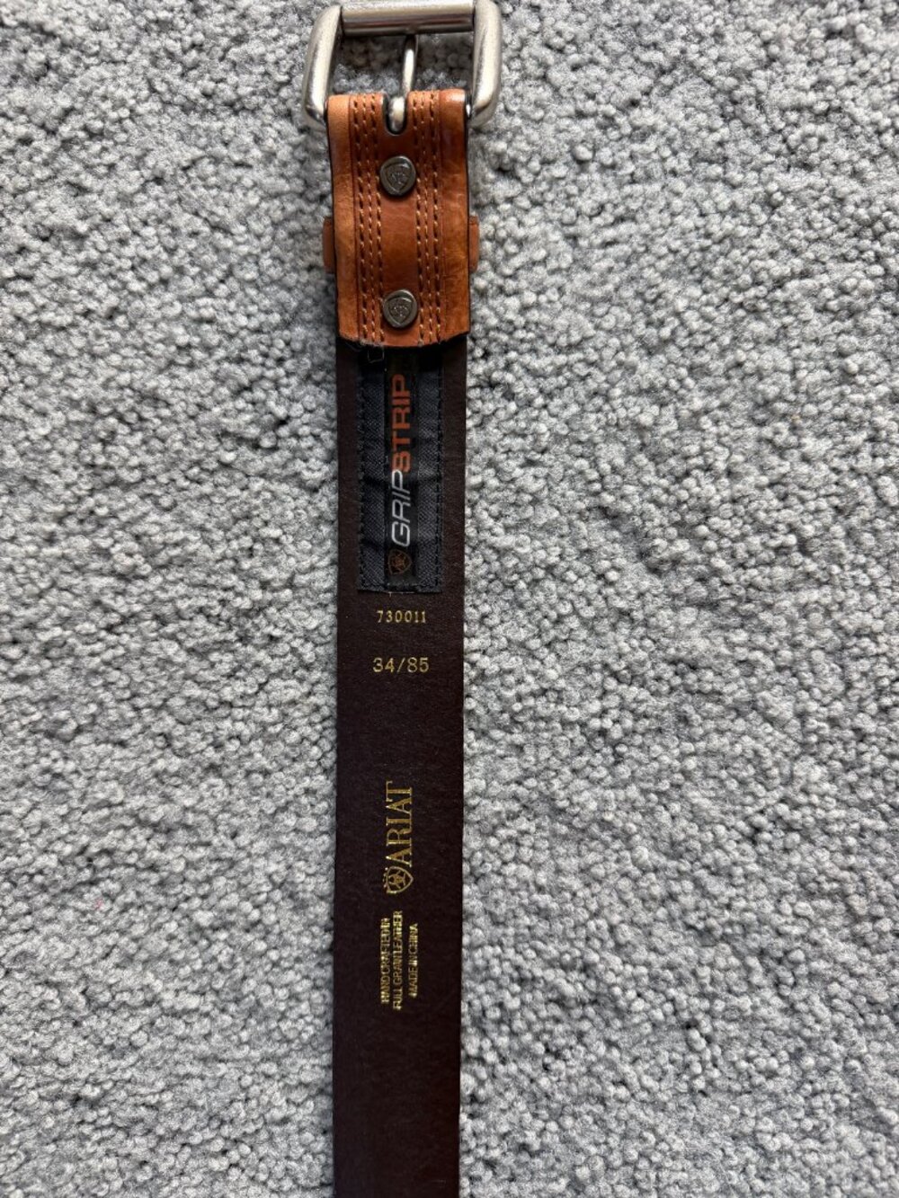 Ariat Men’s Grip Strip Tan Full Grain Leather Belt Size 34 Model 730011 - Picture 5 of 10
